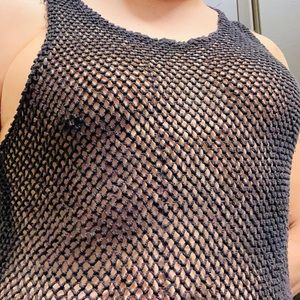 Vintage International Male Fishnet Muscle Tank Top OS RARE